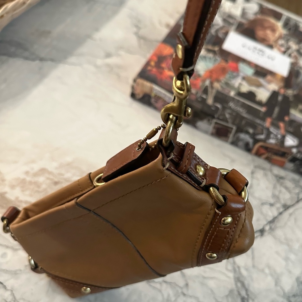 Tan Leather Vintage Coach mini Carly